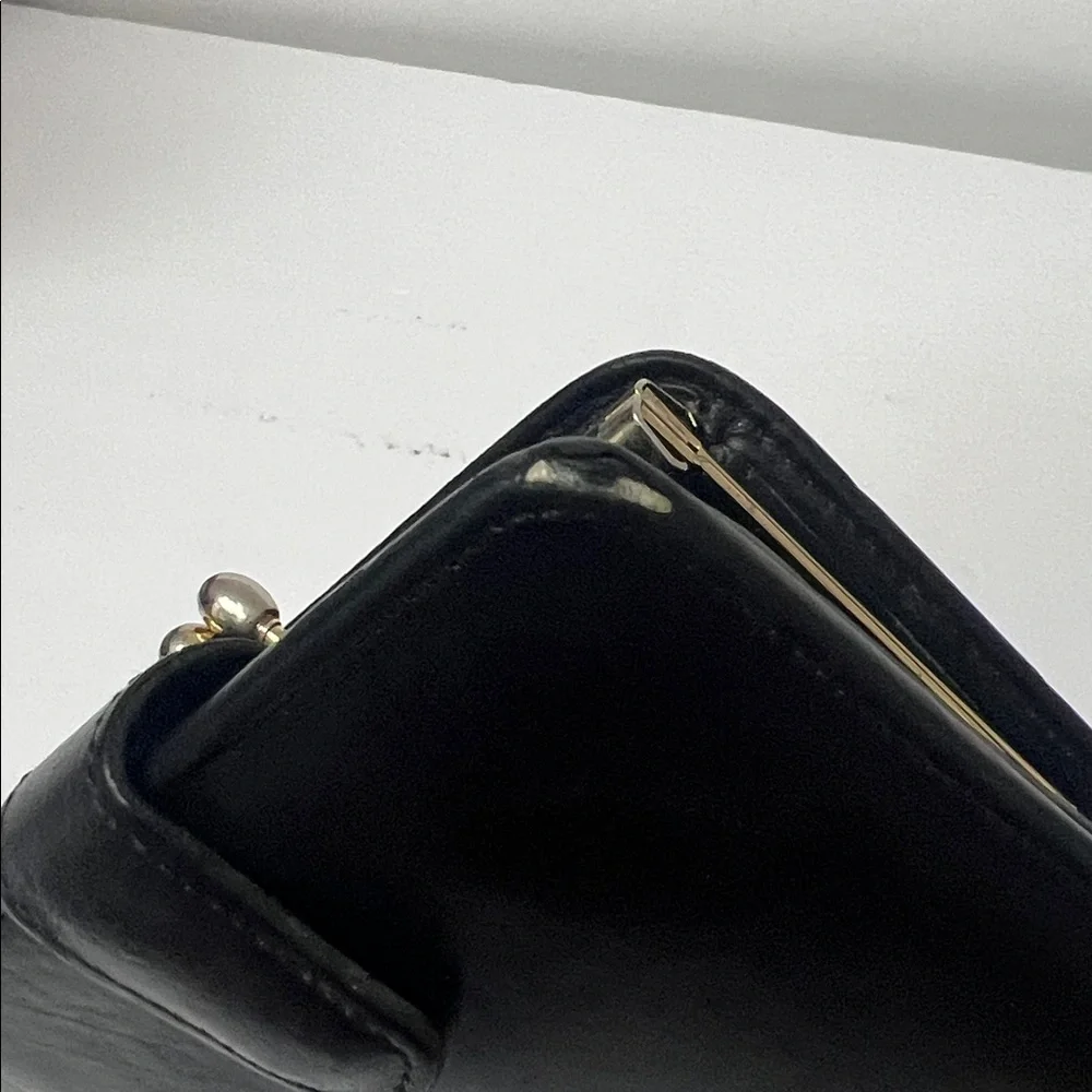 Vintage Coach Black Leather Wallet kisslock - Picture 8 of 17